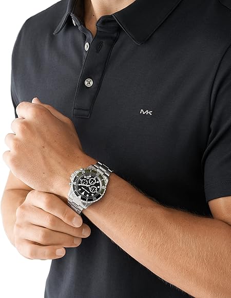 Shop Authentic Michael Kors Everest Chronograph Black Dial Silver Steel Strap Watch For Men - MK8976 - Luxxuri