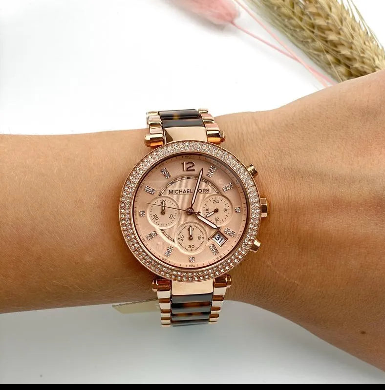 Shop Authentic Michael Kors Parker Rose Gold Dial Two Tone Steel Strap Watch for Women - MK5538 - Luxxuri