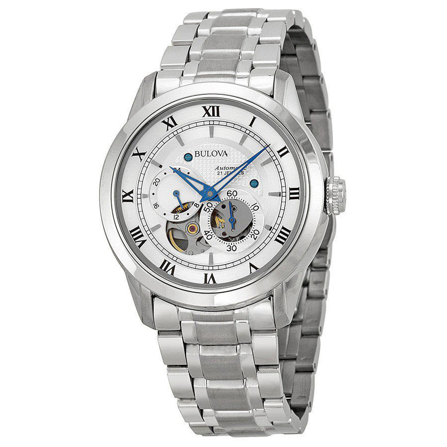 Shop Authentic Bulova BVA Series Dual Aperture Silver Dial Silver Steel Strap Watch for Men - 96A118 - Luxxuri