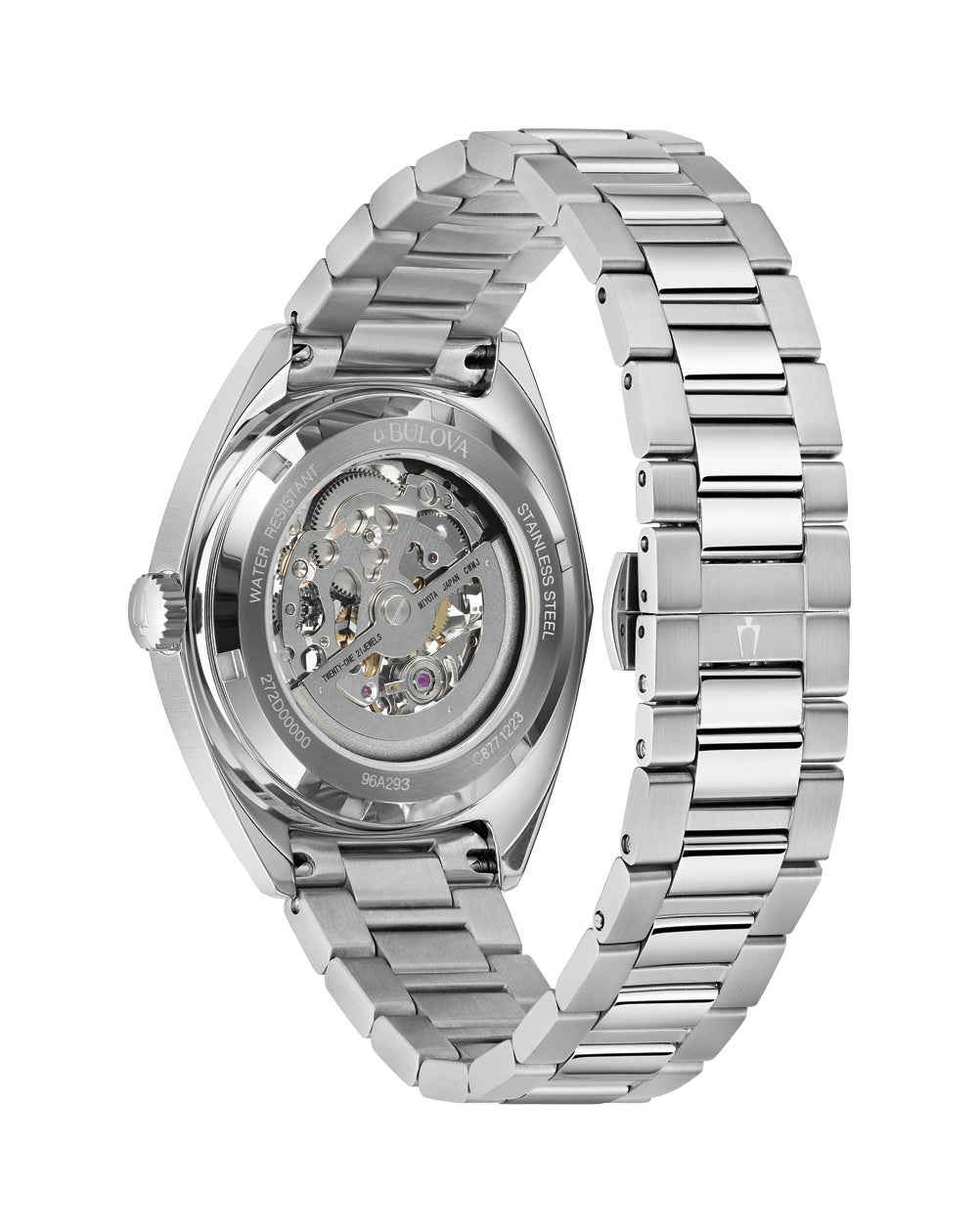Shop Authentic Bulova BVA Dual Aperture Black Dial Silver Steel Strap Watch for Men - 96A119 - Luxxuri