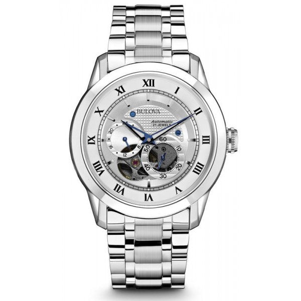 Shop Authentic Bulova BVA Series Dual Aperture Silver Dial Silver Steel Strap Watch for Men - 96A118 - Luxxuri