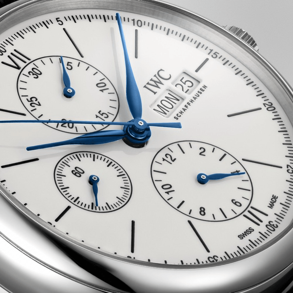 Shop Authentic IWC Portofino Chronograph White Dial Black Leather Strap Watch for Men - IW391024 - Luxxuri
