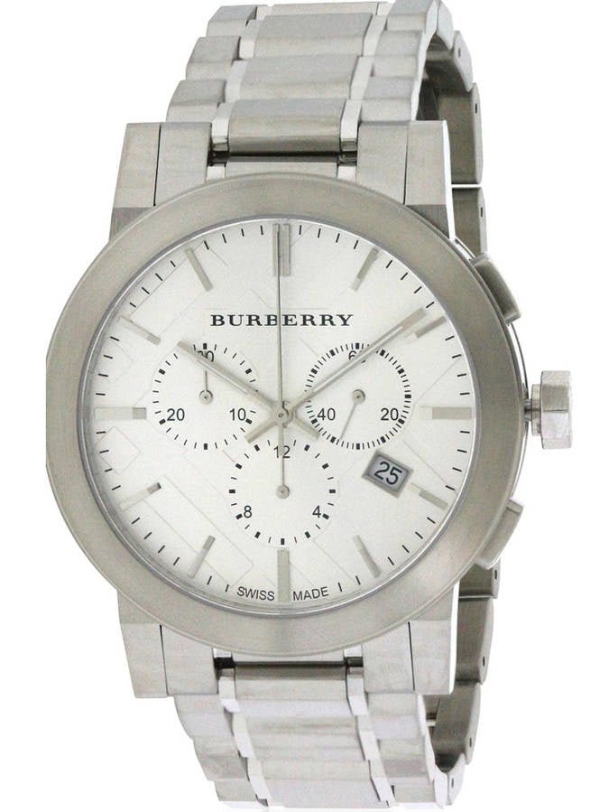 Shop Authentic Burberry The City Chronograph Silver Dial Silver Steel Strap Watch for Men - BU9350 - Luxxuri