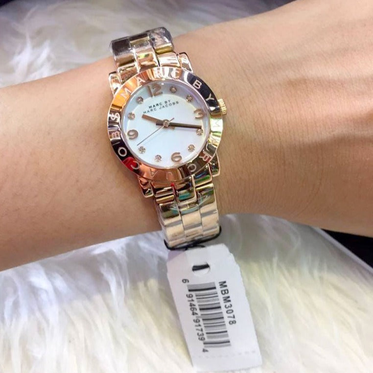 Shop Authentic Marc Jacobs Mini Amy White Dial Rose Gold Steel Strap Watch for Women - MBM3078 - Luxxuri