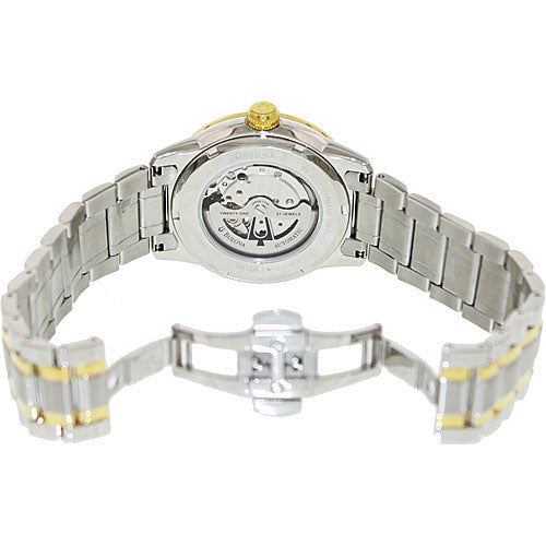 Shop Authentic Bulova BVA Skeleton Silver Dial Two Tone Steel Strap Watch for Men - 98A123 - Luxxuri