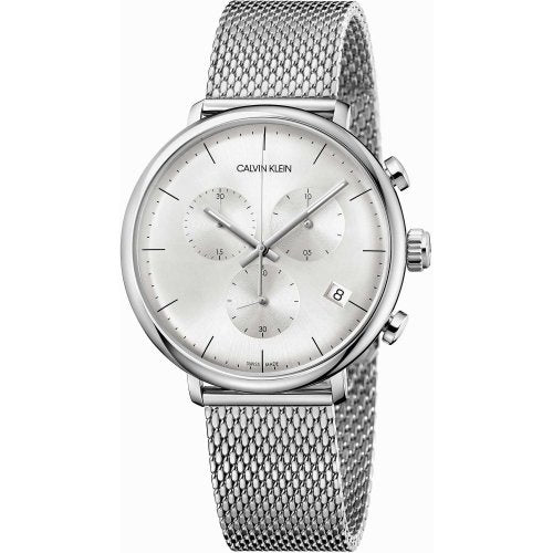 Shop Authentic Calvin Klein City Chronograph White Dial Silver Mesh Bracelet Watch for Men - K2G27126 - Luxxuri