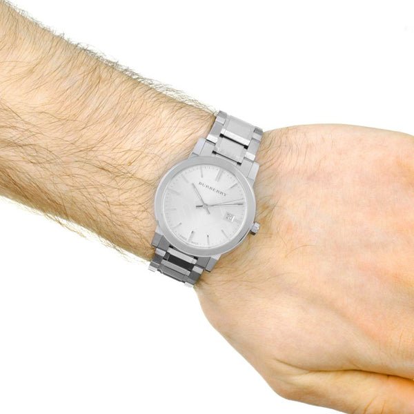 Shop Authentic Burberry The City Silver Dial Silver Steel Strap Watch for Men - BU9900 - Luxxuri
