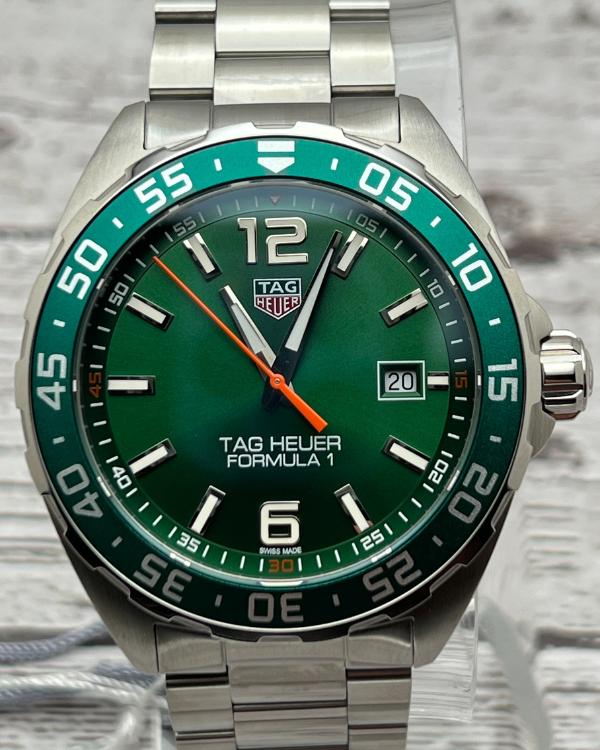 Shop Authentic Tag Heuer Formula 1 Quartz Green Dial Silver Steel Strap Watch for Men - WAZ1017.BA0842 - Luxxuri