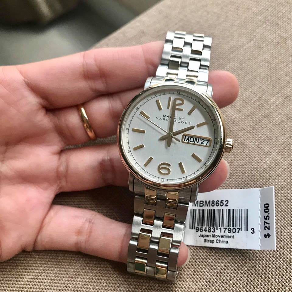 Marc Jacobs Fergus Silver Dial Two Tone Steel Strap Watch for Women - MBM8652