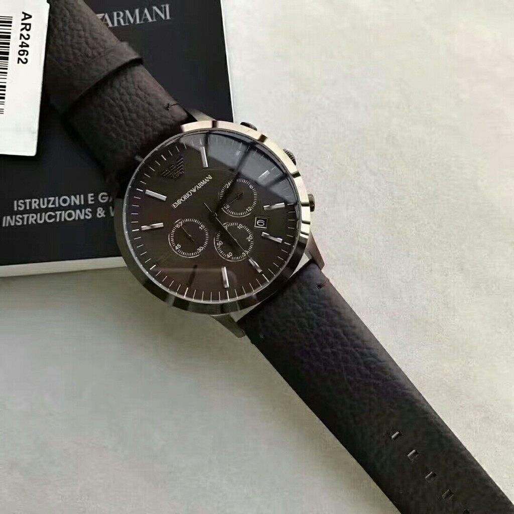 Shop Authentic Emporio Armani Sportivo Black Dial Brown Leather Strap Watch For Men - AR2462 - Luxxuri