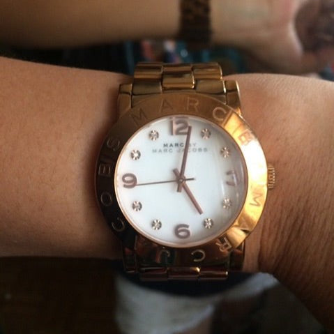 Shop Authentic Marc Jacobs Amy White Dial Rose Gold Steel Strap Watch for Women - MBM3077 - Luxxuri