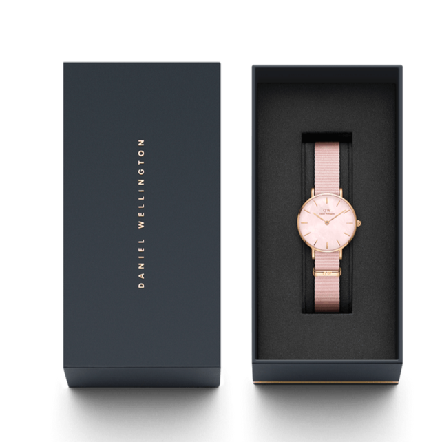 Shop Authentic Daniel Wellington Petite Mother of Pearl Pink Dial Pink Nylon Strap Watch For Women - DW00100512 - Luxxuri