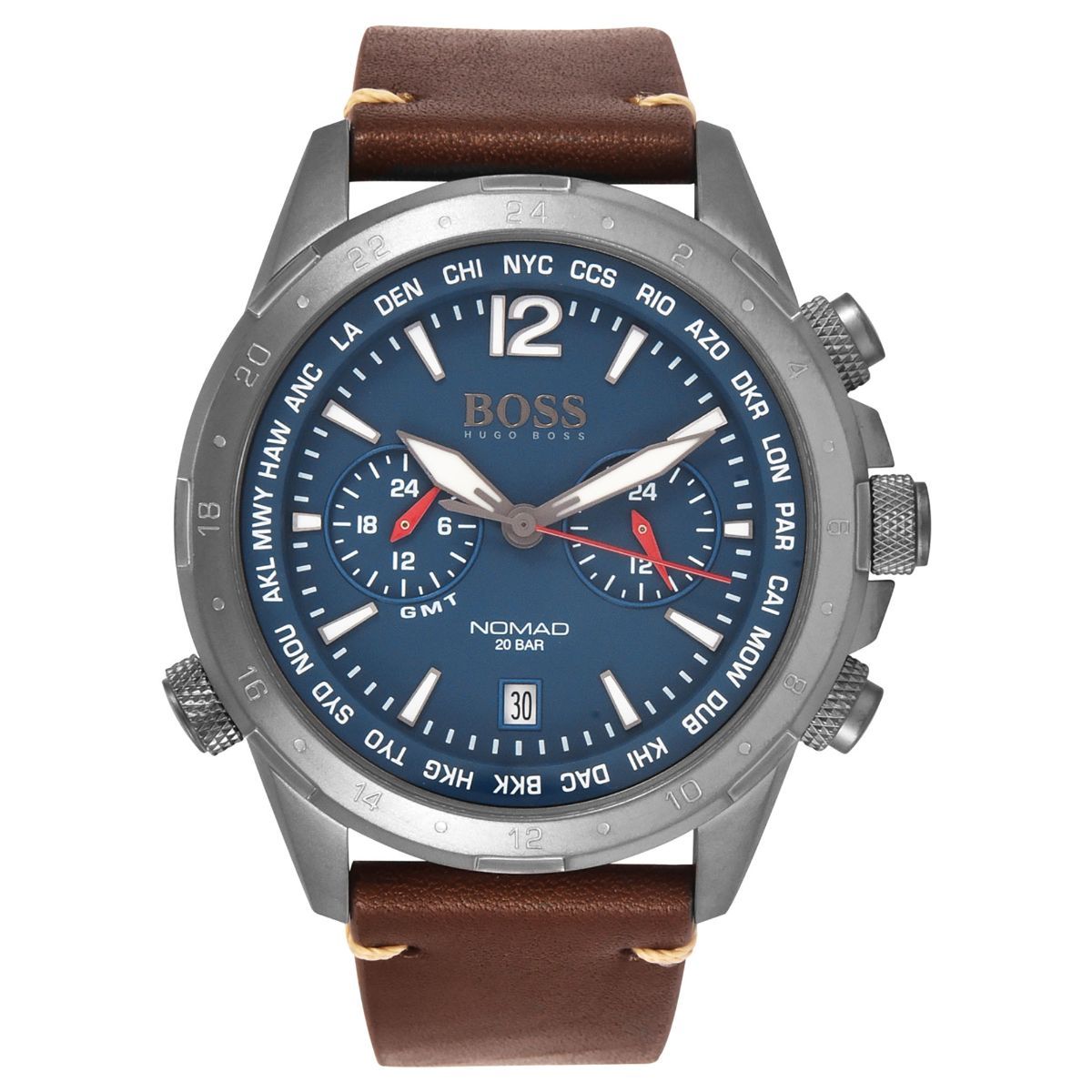 Shop Authentic Hugo Boss Nomad Blue Dial Brown Leather Strap Watch for Men - 1513773 - Luxxuri