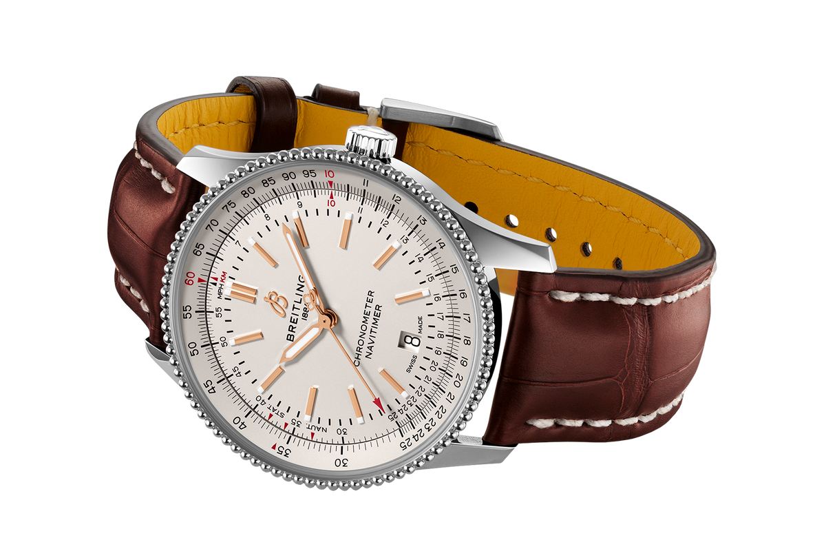 Breitling Navitimer Automatic 41 White Dial Brown Leather Strap Watch for Men - A17326211G1P2