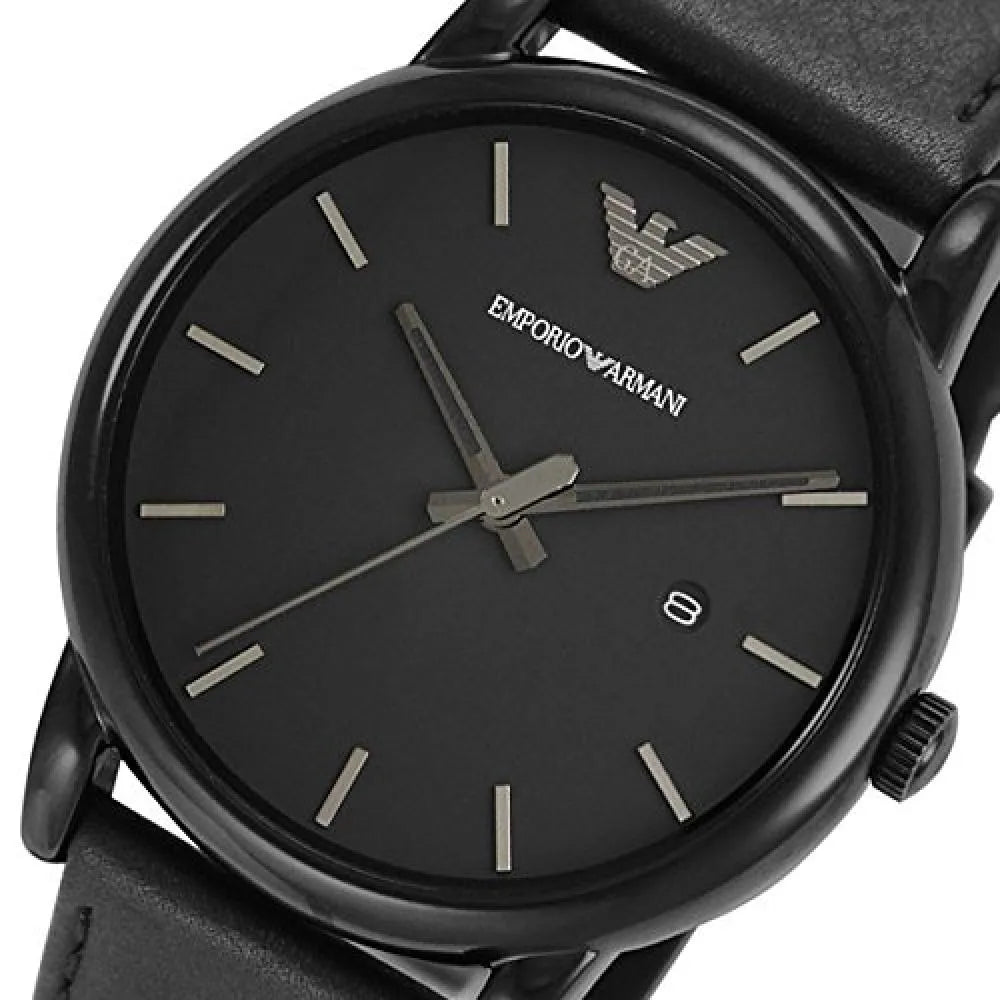 Shop Authentic Emporio Armani Classic Black Dial Black Leather Strap Watch For Men - AR1732 - Luxxuri