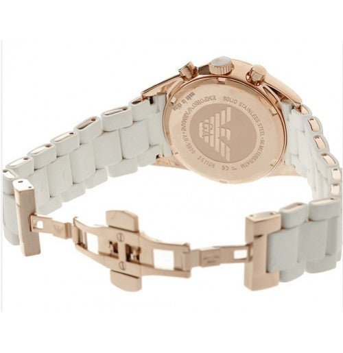 Shop Authentic Emporio Armani Sportivo Silver Dial White Silicone Strap Watch For Women - AR5920 - Luxxuri