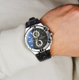 Shop Authentic Maurice Lacroix Aikon Chronograph Black Dial Black Leather Strap Watch for Men - AI1018-SS001-330-2 - Luxxuri