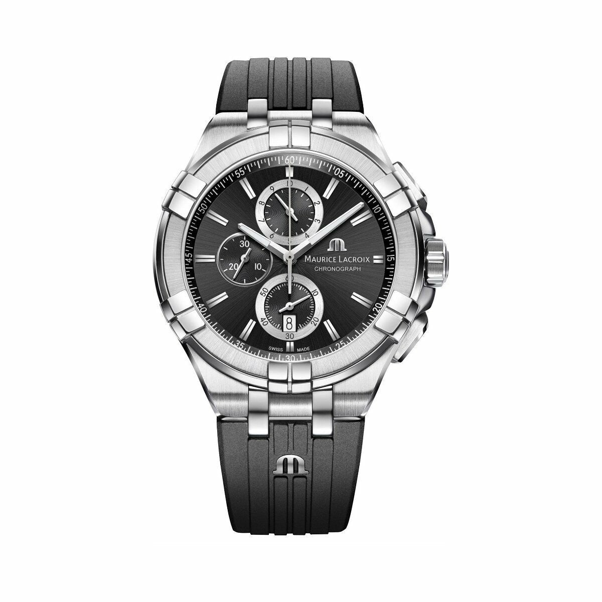 Shop Authentic Maurice Lacroix Aikon Chronograph Black Dial Black Leather Strap Watch for Men - AI1018-SS001-330-2 - Luxxuri