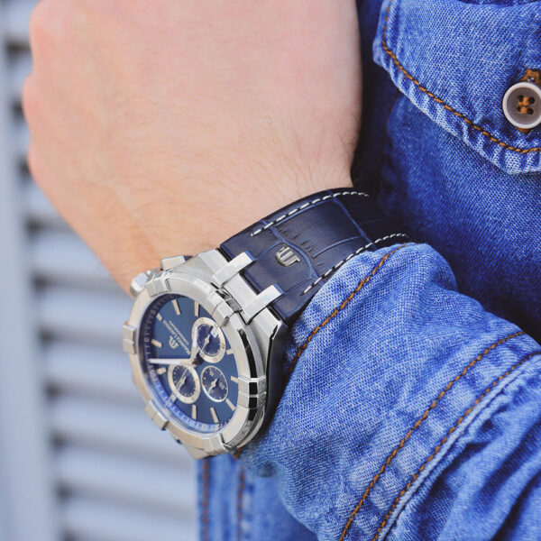 Shop Authentic Maurice Lacroix Aikon Chronograph Blue Dial Blue Leather Strap Watch for Men - AI1018-SS001-430-1 - Luxxuri