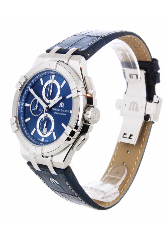 Shop Authentic Maurice Lacroix Aikon Chronograph Blue Dial Blue Leather Strap Watch for Men - AI1018-SS001-430-1 - Luxxuri