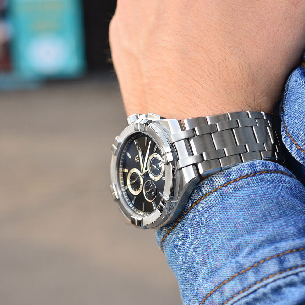 Shop Authentic Maurice Lacroix Aikon Chronograph Black Dial Silver Steel Strap Watch for Men - AI1018-SS002-330-1 - Luxxuri