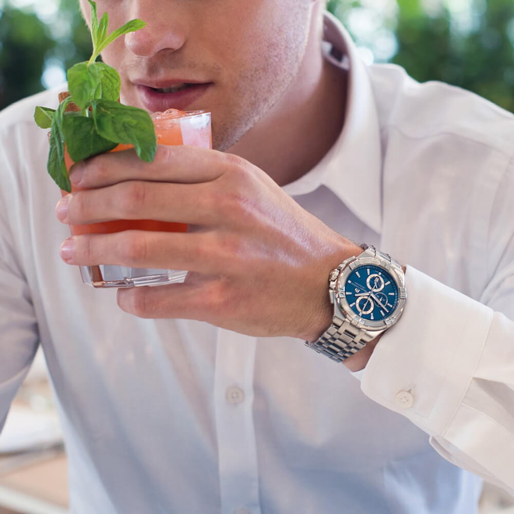 Shop Authentic Maurice Lacroix Aikon Chronograph Blue Dial Silver Steel Strap Watch for Men - AI1018-SS002-430-1 - Luxxuri
