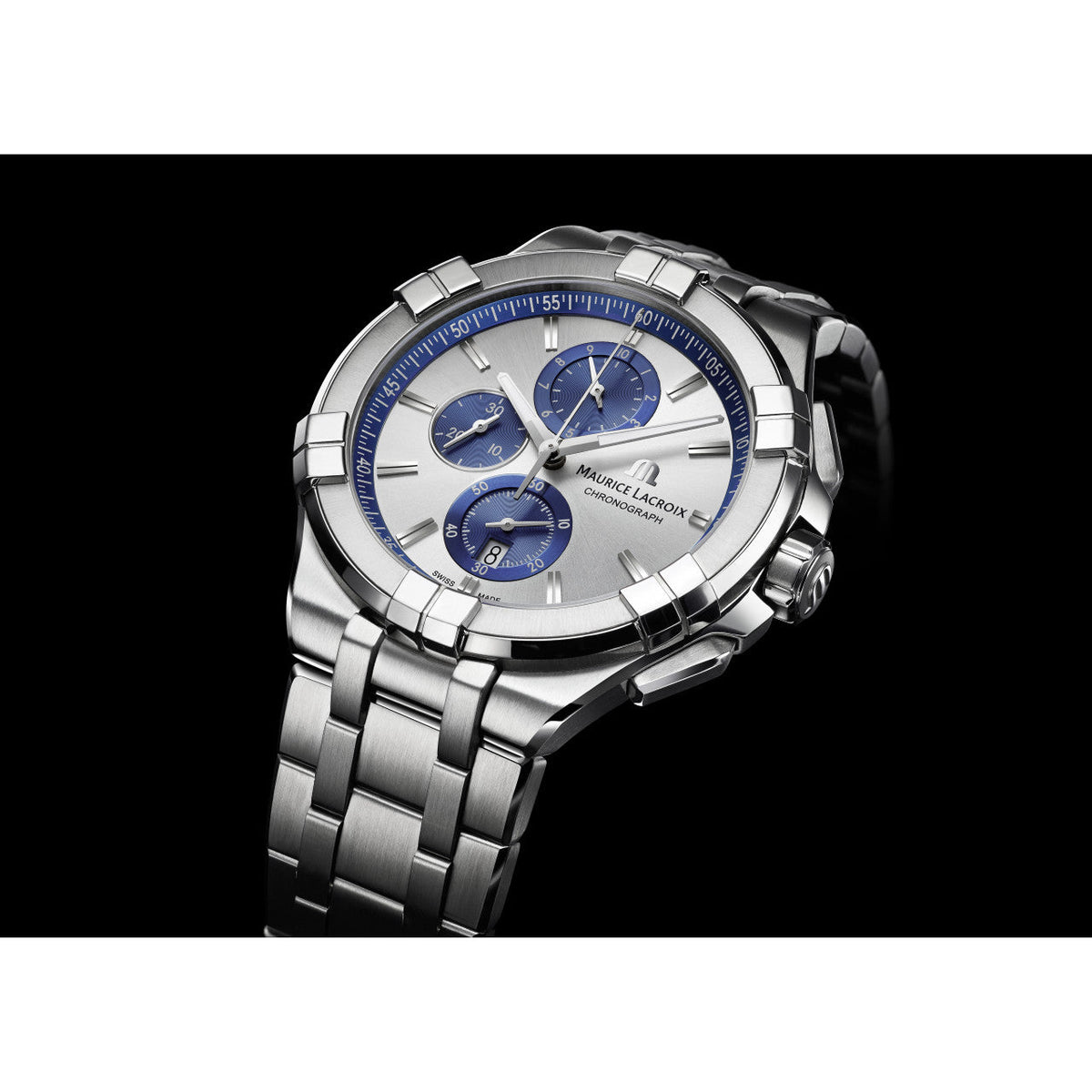 Shop Authentic Maurice Lacroix Aikon Chronograph Silver Dial Silver Steel Strap Watch for Men - AI1018-SS002-131-1 - Luxxuri