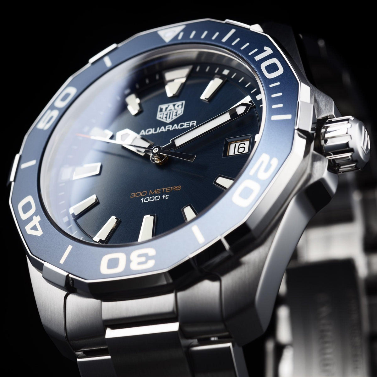 Shop Authentic Tag Heuer Aquaracer Blue Dial Quartz Silver Steel Strap Watch for Men - WAY111C.BA0928 - Luxxuri