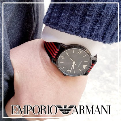 Shop Authentic Emporio Armani Kappa Black Dial Two Tone NATO Strap Watch For Men - AR11015 - Luxxuri
