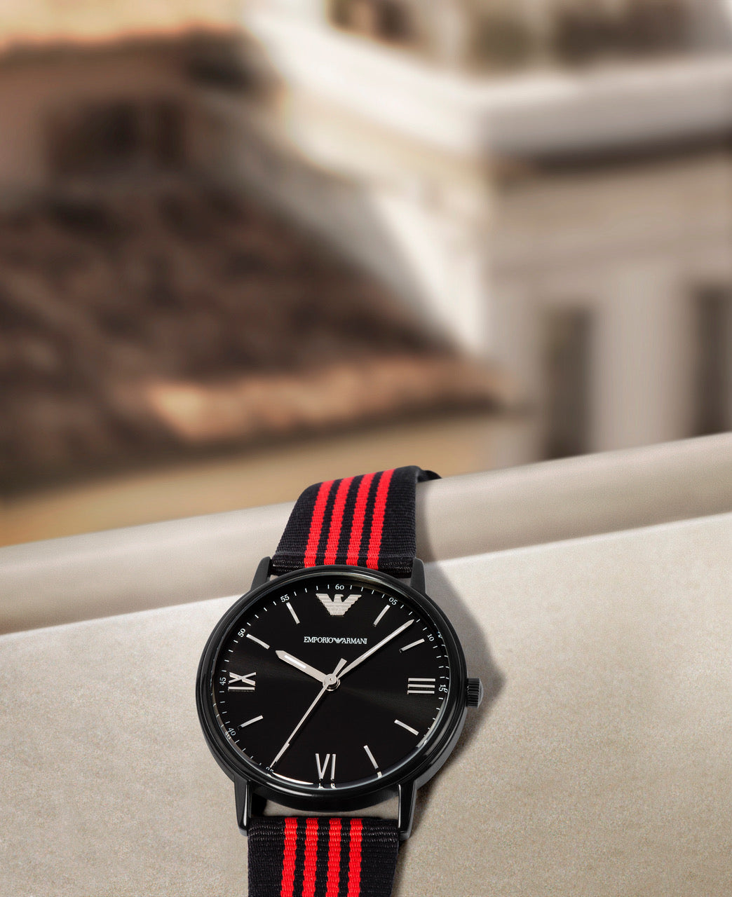 Shop Authentic Emporio Armani Kappa Black Dial Two Tone NATO Strap Watch For Men - AR11015 - Luxxuri