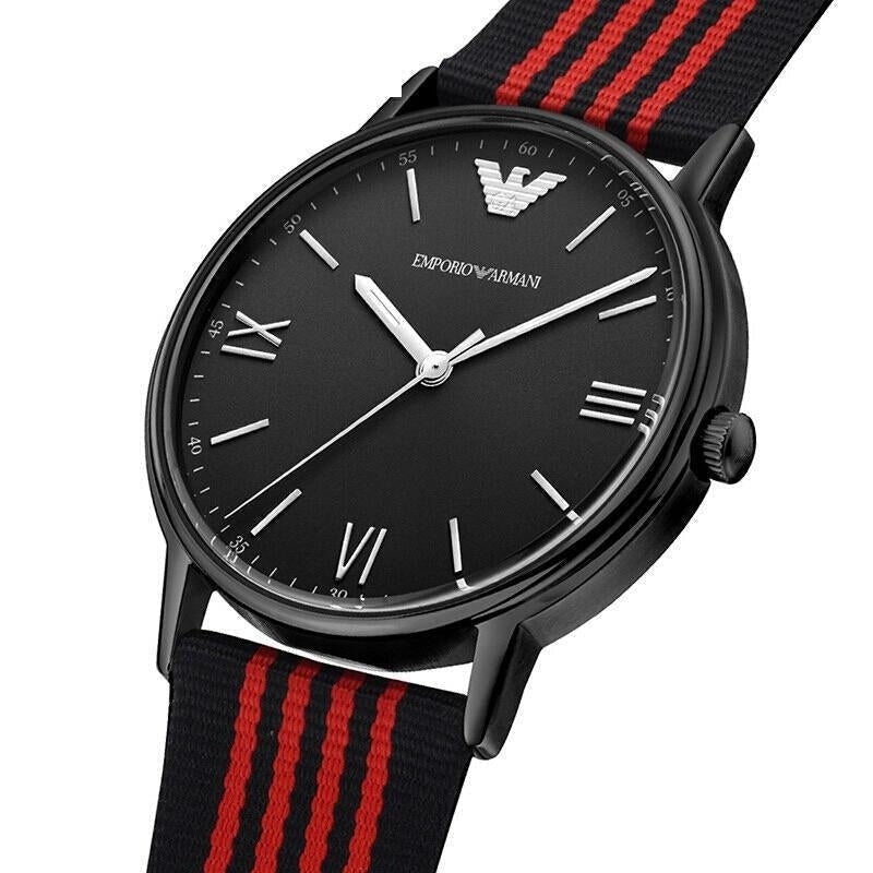 Shop Authentic Emporio Armani Kappa Black Dial Two Tone NATO Strap Watch For Men - AR11015 - Luxxuri