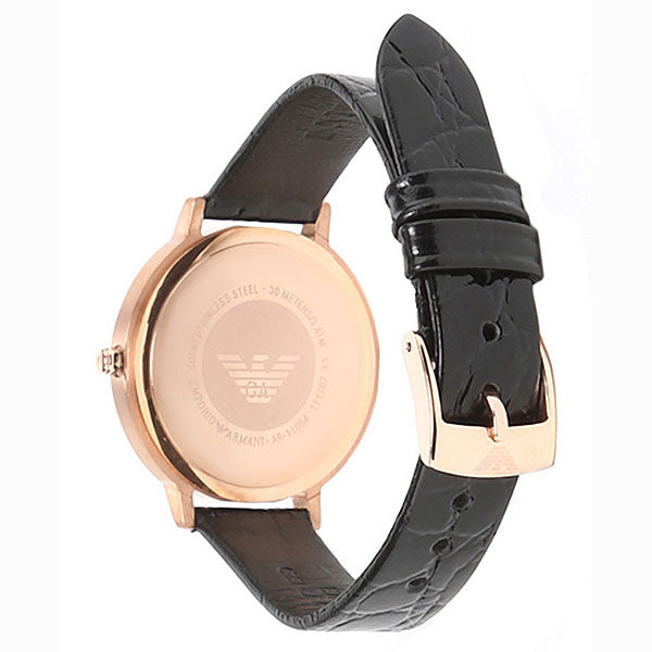 Shop Authentic Emporio Armani Kappa Quartz Black Dial Black Leather Strap Watch For Women - AR11064 - Luxxuri