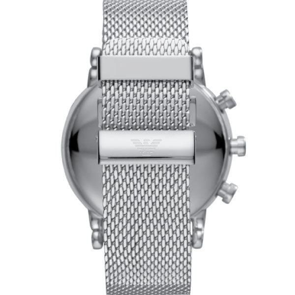 Shop Authentic Emporio Armani Chronograph Black Dial Silver Mesh Bracelet Watch For Men - AR11104 - Luxxuri