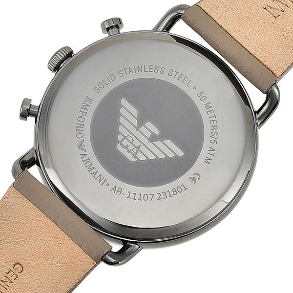 Shop Authentic Emporio Armani Aviator Chronograph Quartz Grey Dial Beige Leather Strap Watch For Men - AR11107 - Luxxuri