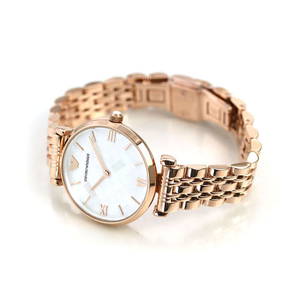 Shop Authentic Emporio Armani Mother of Pearl Dial Rose Gold Steel Strap Watch For Women - AR11110 - Luxxuri