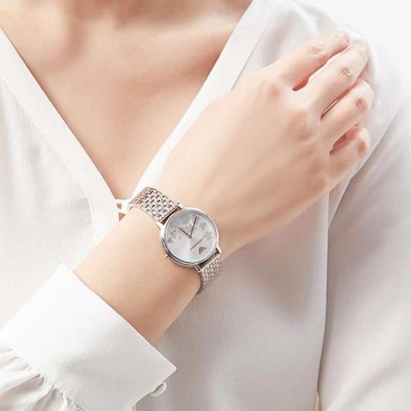 Shop Authentic Emporio Armani Silver Sunray Dial Two Tone Steel Strap Watch For Women - AR11113 - Luxxuri