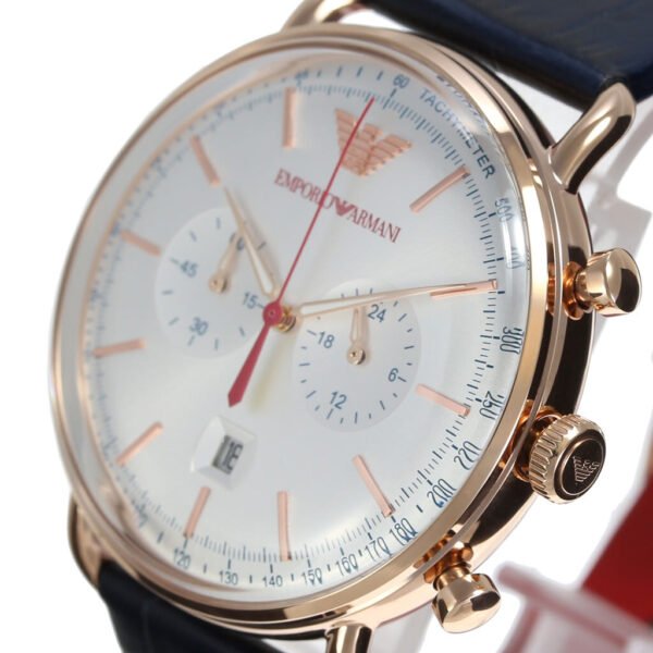 Shop Authentic Emporio Armani Aviator Silver Dial Blue Leather Strap Watch For Men - AR11123 - Luxxuri