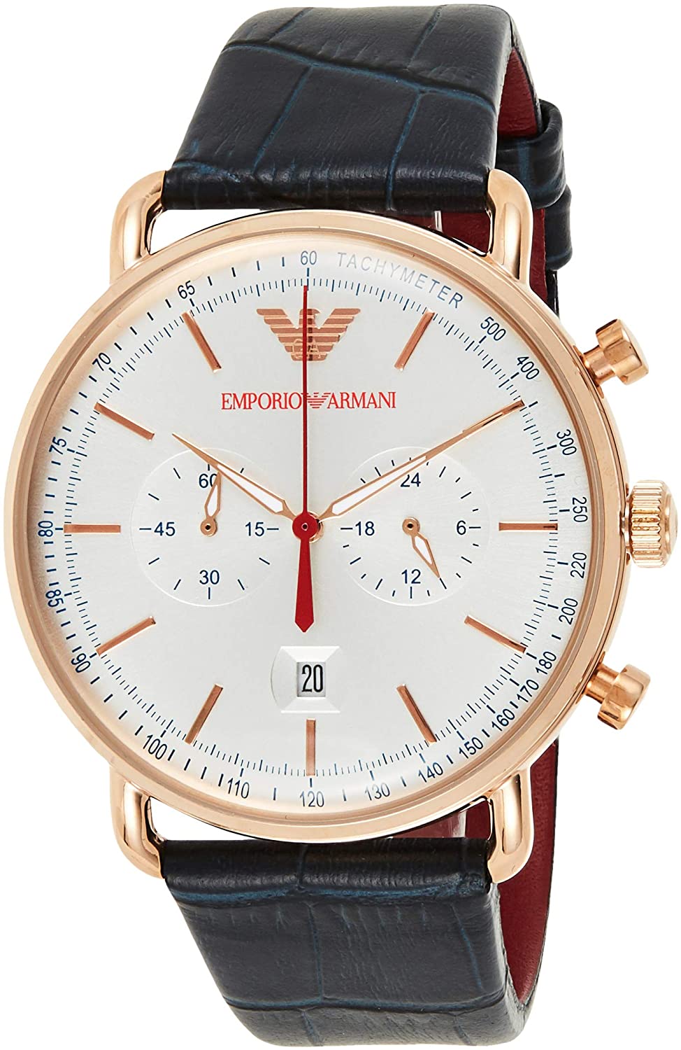 Shop Authentic Emporio Armani Aviator Silver Dial Blue Leather Strap Watch For Men - AR11123 - Luxxuri