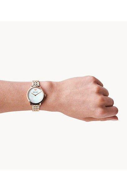 Shop Authentic Emporio Armani Mother of Pearl Dial Rose Gold Steel Strap Watch For Women - AR11110 - Luxxuri
