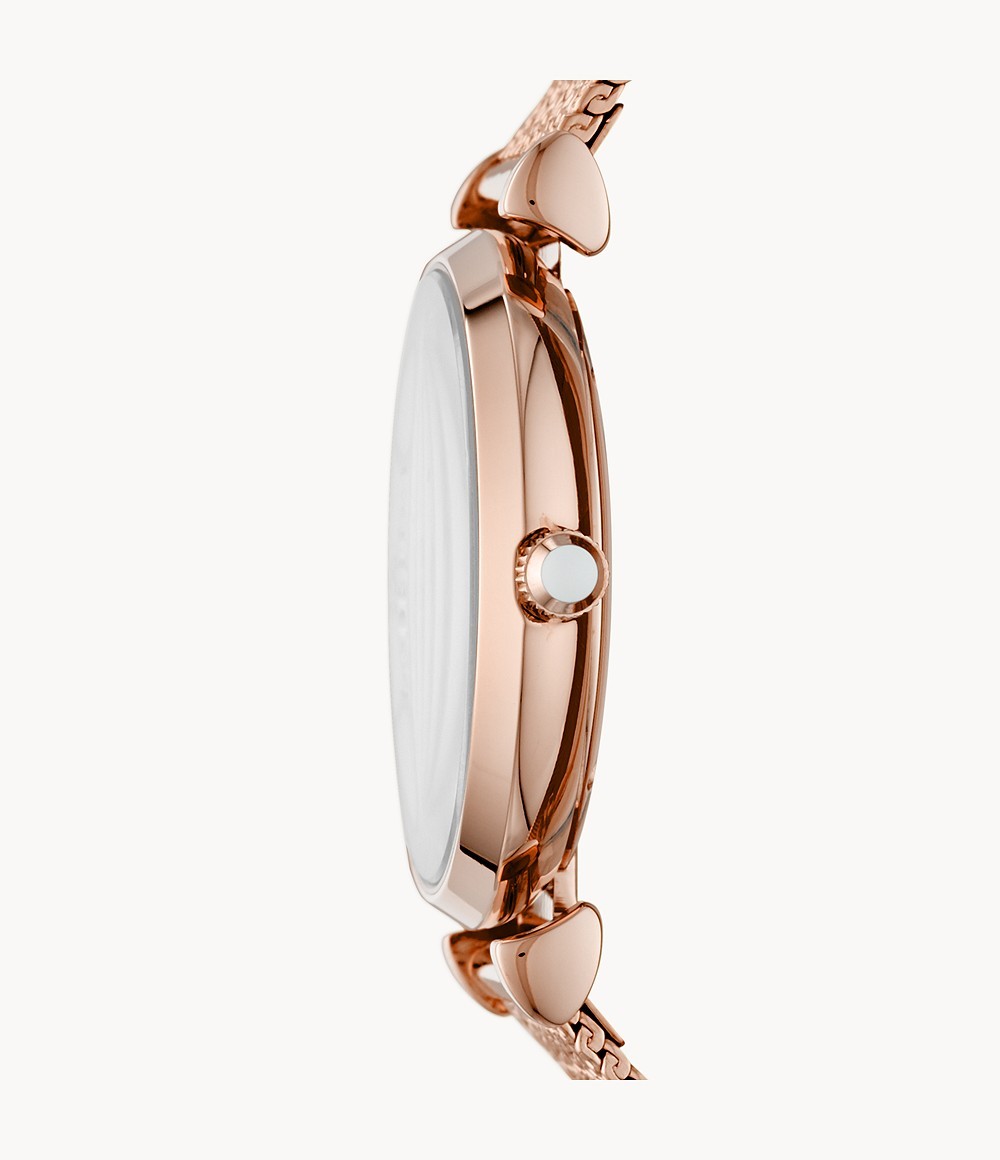 Emporio Armani Gianni T Bar Mother of Pearl Dial Rose Gold Mesh Bracelet Watch For Women - AR11320