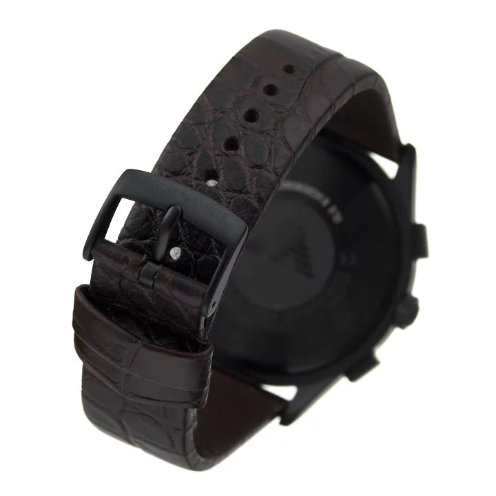 Shop Authentic Emporio Armani Paolo Chronograph Black Dial Brown Leather Strap Watch For Men - AR11549 - Luxxuri