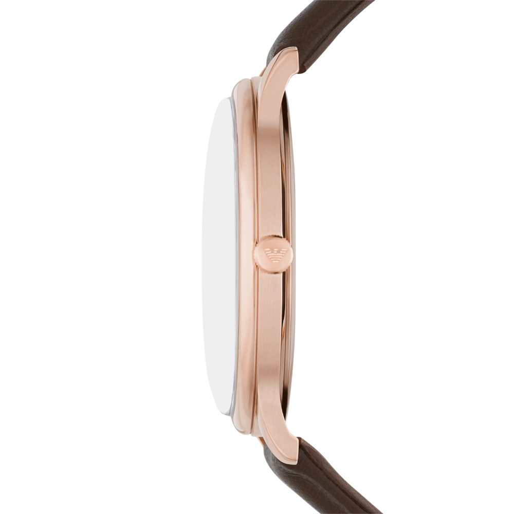 Shop Authentic Emporio Armani Minimalist Quartz White Dial Brown Leather Strap Watch For Men - AR11572 - Luxxuri