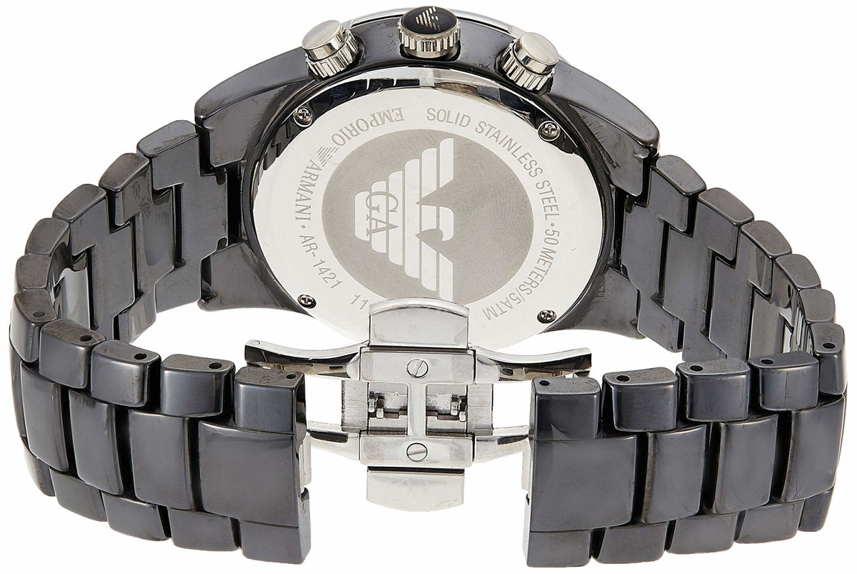 Shop Authentic Emporio Armani Black Ceramic Chronograph Black Dial Watch For Men - AR1421 - Luxxuri