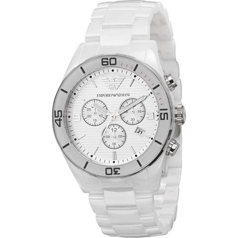 Shop Authentic Emporio Armani Ceramic Chronograph White Dial White Ceramic Strap Watch For Men - AR1424 - Luxxuri