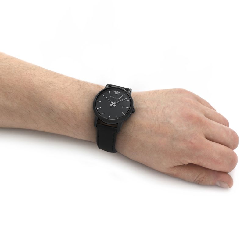 Shop Authentic Emporio Armani Classic Black Dial Black Leather Strap Watch For Men - AR1732 - Luxxuri
