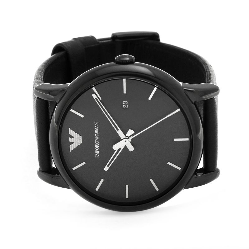 Shop Authentic Emporio Armani Classic Black Dial Black Leather Strap Watch For Men - AR1732 - Luxxuri