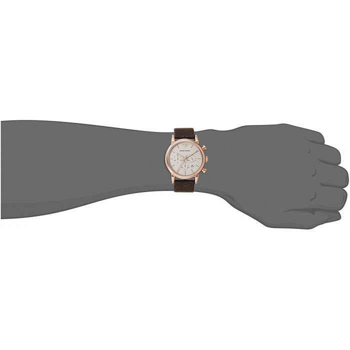 Shop Authentic Emporio Armani Classic Chronograph White Dial Brown Leather Strap Watch For Men - AR1809 - Luxxuri