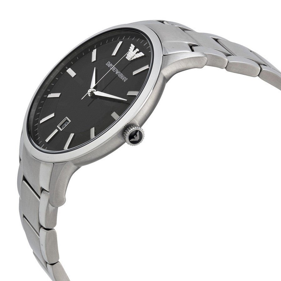 Shop Authentic Emporio Armani Sportivo Black Dial Silver Stainless Steel Watch For Men - AR2457 - Luxxuri
