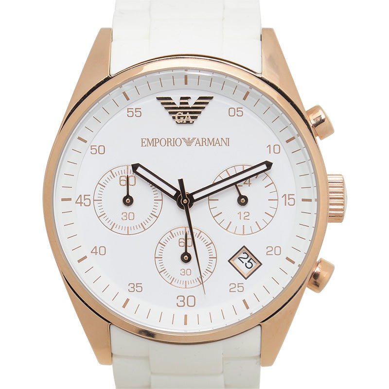 Shop Authentic Emporio Armani Sportivo Silver Dial White Silicone Strap Watch For Women - AR5920 - Luxxuri