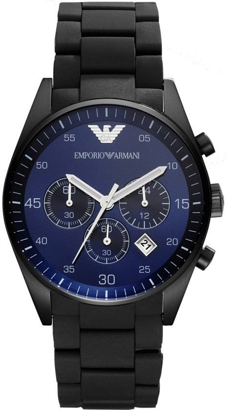 Shop Authentic Emporio Armani Sportivo Chronograph Blue Dial Black Strap Watch For Men - AR5921 - Luxxuri